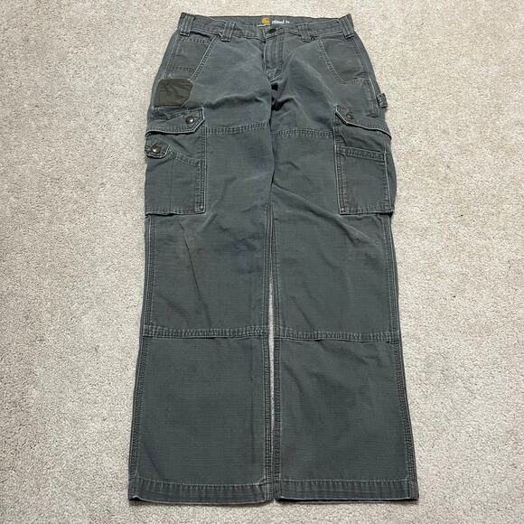 Carhartt Double Knee Olive Green Cargo Carpenter Pants 31Wx30L - Picture 1 of 8